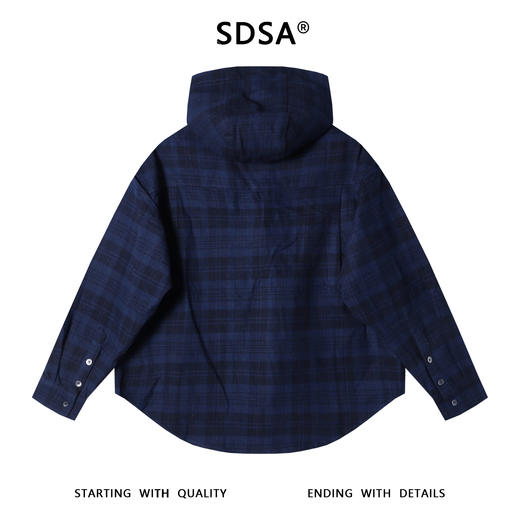 SW8142SDSA秋冬新款痞帅男装韩版潮牌撞色格纹纽扣长袖连帽衬衫百搭时尚 商品图5