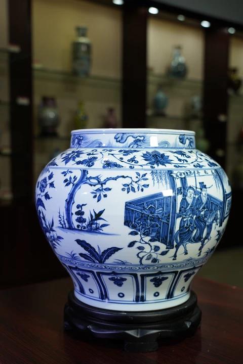 仿元青花百花亭图罐 商品图0