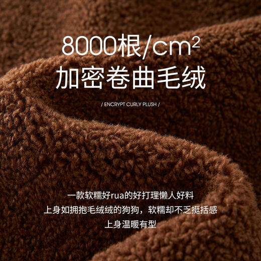 【年货节】熙世界仿羊羔绒短外套女宽松休闲2025秋冬新款撞色连帽毛绒绒上衣 商品图2