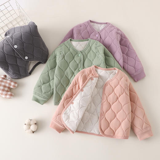 【现货39/件】【蚕丝羊毛加厚棉袄校服神器】儿童保暖上衣秋冬三层夹棉内穿外套 商品图1