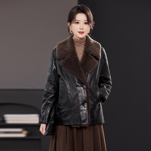 TC 23572绵羊皮真皮毛一体皮草鹅绒外套派克羽绒服 商品图1