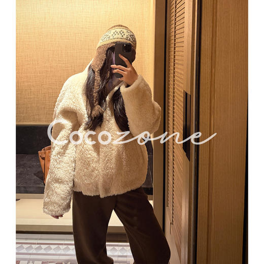COCO ZONE 刘 一一 “牛乳”100羊毛立领拉链外套 CD2A2708 商品图0