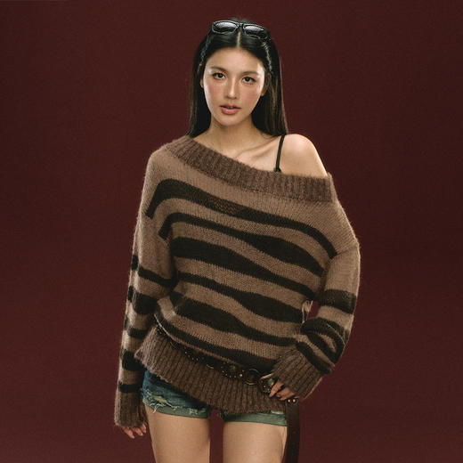 Ariseism 美式复古格子毛衣开衫短裙两件套女秋冬新款套装 商品图0