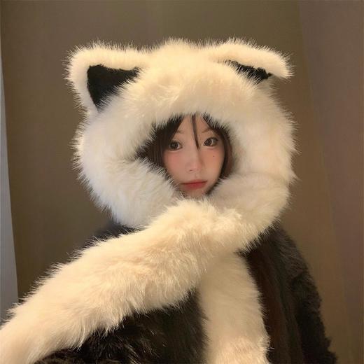 【敲萌敲可爱❗️狐狸耳朵帽】属于秋冬的可爱穿搭，帽子围巾一体，软糯亲肤，加绒加厚，女2025年秋冬季保暖显脸小毛绒帽QQ 商品图1