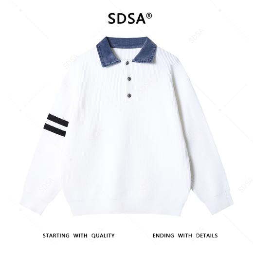 257168SDSA男士秋冬新款痞帅男装韩版撞色竖纹拼接POLO领毛衣百搭时尚 商品图1