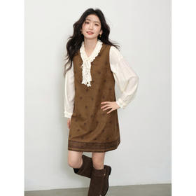 鹿向南「文艺画报」法式无袖连衣裙女秋季高级气质短款宽松背心裙