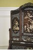 独角鹿西洋古董 1890年代亚洲出品花叶纹胡桃木镂雕装饰东方人物主题螺钿镶嵌屏风 商品缩略图3