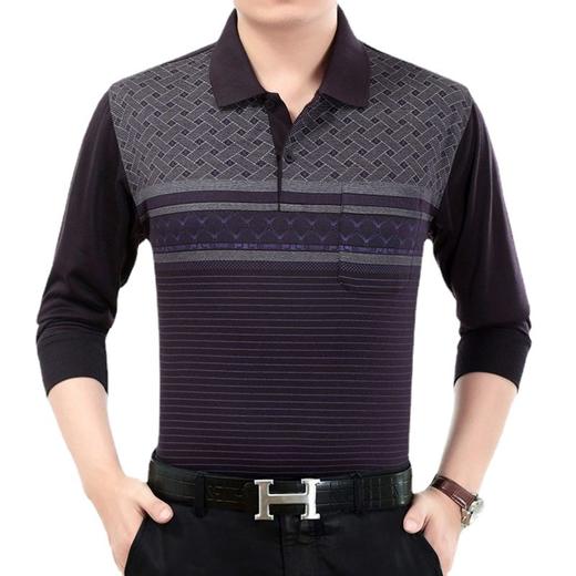 春秋男式长袖t恤男长袖爸爸装夏季中老年体恤男士打底衫地摊汗衫老人上衣服 商品图4