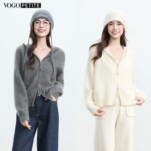 VogoPetite	长绒双开拉链连帽开衫100%山羊绒	BP141F1603 商品图0