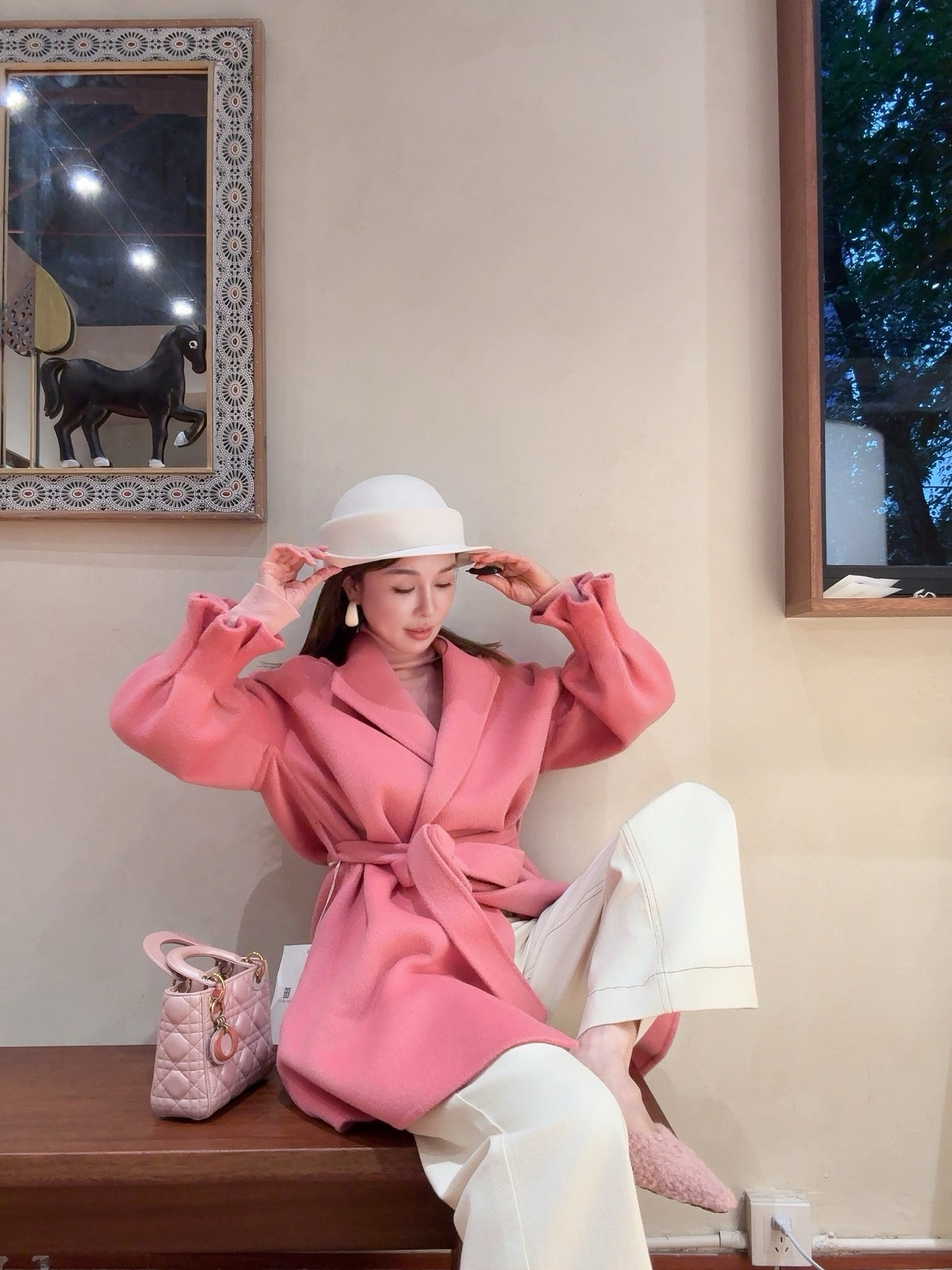 PIANAI冷小姐# 【不退不换】白色羊毛小盆帽