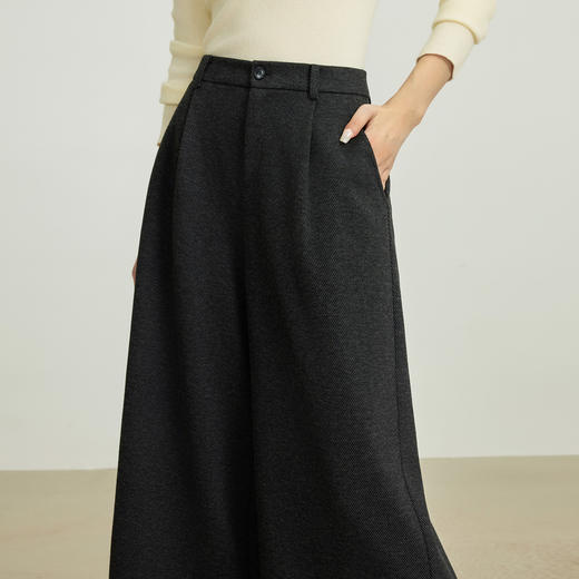 【10/29新品】熙世界锁温羊毛呢直筒八分裤女2025秋冬新款高腰小个子休闲阔腿裤 商品图3