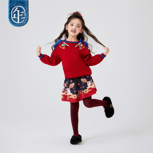 年衣童装半身裙短裙冬季新款女孩儿童短款裙子锦绣前程半裙 商品图2