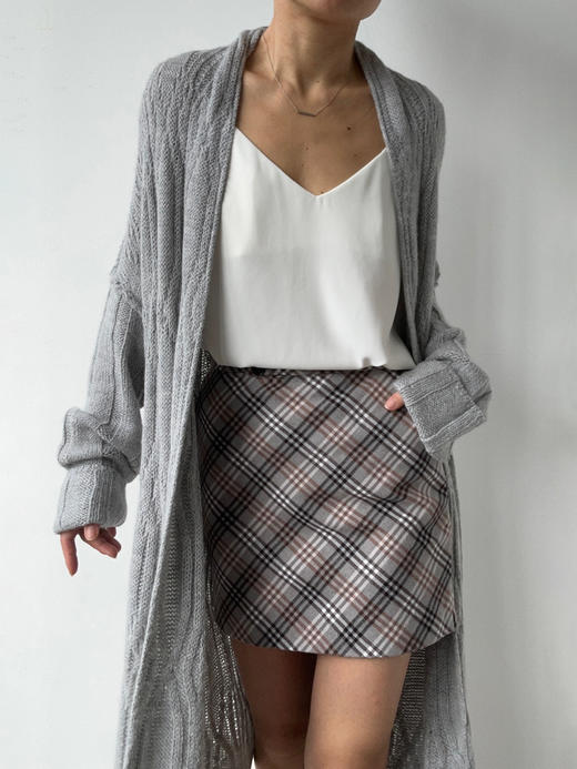 TU｜C05AW24-KW10- 针织绞花中长开衫 [ BK00黑 / GY00灰] 商品图4