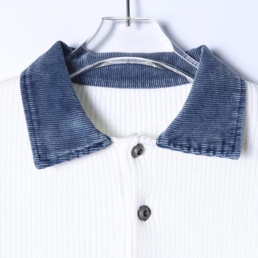 257168SDSA男士秋冬新款痞帅男装韩版撞色竖纹拼接POLO领毛衣百搭时尚 商品图2