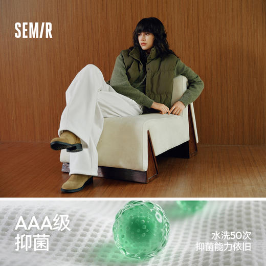 森马休闲裤女冬发热抑菌抓绒抽绳卫裤分割宽松2025新款百搭阔腿裤 商品图1