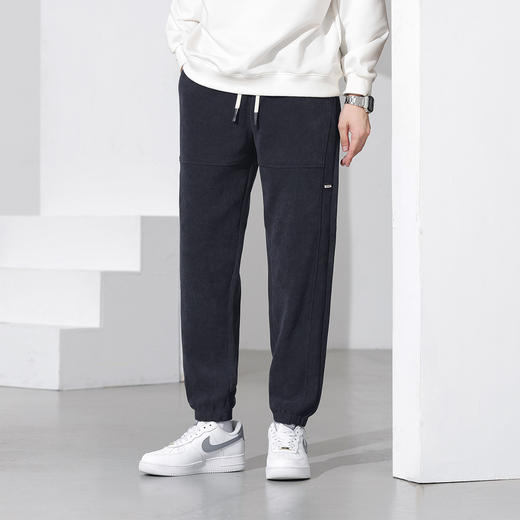 罗蒙秋冬休闲裤男士束脚裤阔腿版型六维弹力裤拼接款时尚百搭长裤 商品图1