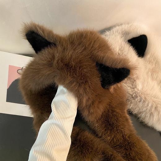 【敲萌敲可爱❗️狐狸耳朵帽】属于秋冬的可爱穿搭，帽子围巾一体，软糯亲肤，加绒加厚，女2025年秋冬季保暖显脸小毛绒帽QQ 商品图3