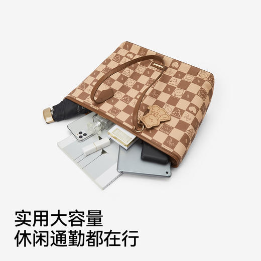 森马托特包女大容量手提包小狗棋盘格印花单肩包通勤休闲2025新款 商品图4
