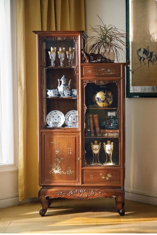 【已售】独角鹿西洋古董 19世纪中国出品祥云镂雕装饰东方花叶主题螺钿镶嵌多宝阁 商品图2