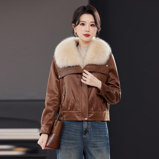 TC 23603狐狸毛领皮草海军小个子外套兔毛内胆 商品图1