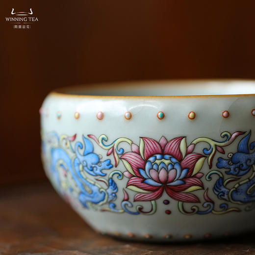 问鼎汝瓷天青壬寅战鼓杯（珐琅彩富贵螭龙） 商品图1