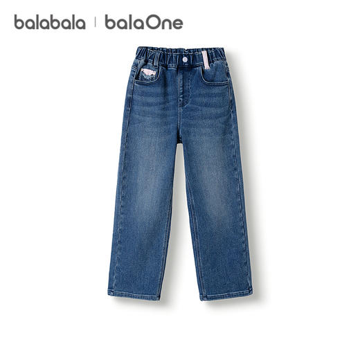 巴拉巴拉balaOne童装儿童裤子女童冬加绒牛仔长裤2025新款直筒裤 商品图4