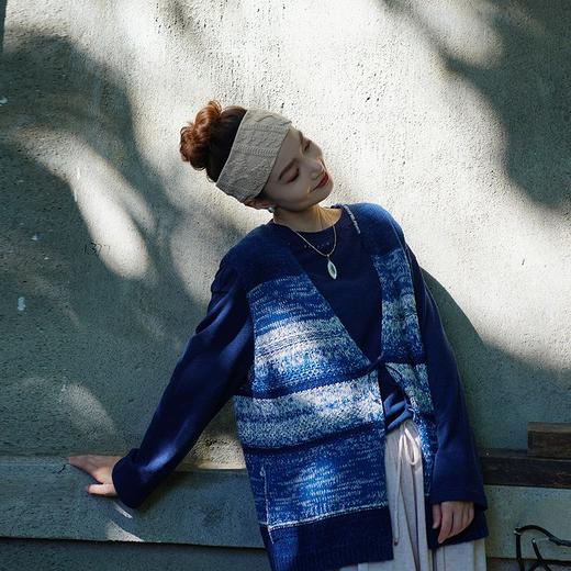 绽放605朵/高端麻棉纱线肌理蓝晕染舒适百搭手工编线马甲女秋叠穿 商品图3
