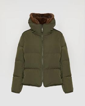 Yves Salomon - DOWN JACKET TECHNICAL FABRIC/MINK - ARMY GREEN/LUNA - 女装 - 羽绒服 - 军绿色