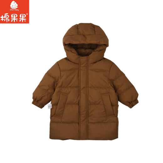 棉果果冬季新品男童涤丝纺羽绒保暖加厚棕色长款羽绒服M402102925618 商品图1