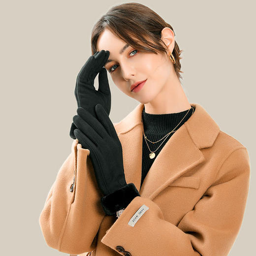 冬季【法式轻奢羊绒手套】25羊毛羊绒手套 女冬季加绒加厚防寒保暖骑行手套 开车冬天可触屏保暖手套 商品图14