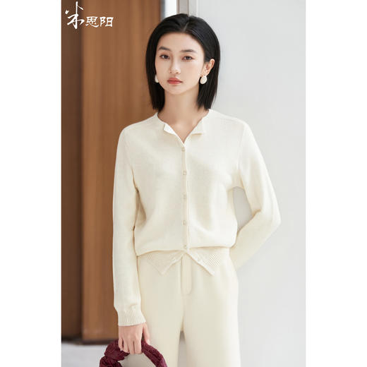 剩S/M/XL/L 100%纯羊毛针织开衫 柔和不扎 细腻质感 米思阳2025冬季新款保暖宽松休闲针织开衫女5009 商品图1