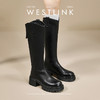 西遇厚底长筒靴女新款秋冬V口百搭圆头瘦瘦靴高筒骑士长靴子V2257271 商品缩略图1