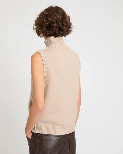 Yves Salomon - VEST MERINOS KNITWEAR/MINK - FICELLE - 女装 - 背心 - 淡灰褐色 商品图5