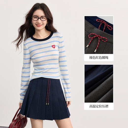 【周末秒杀】熙世界学院风百褶短裙女2025秋冬新款MIU系穿搭高腰显瘦a字半身裙 商品图1