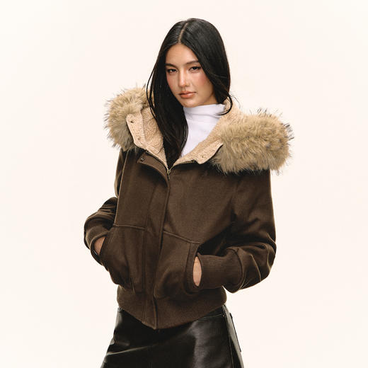 Ariseism 美式复古可拆卸毛领棉服女冬季新款加厚保暖外套 商品图1