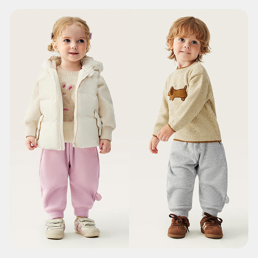 迷你巴拉男女童裤子保暖内里加绒不勒肚2025冬装新款宽松PP裤 商品图2