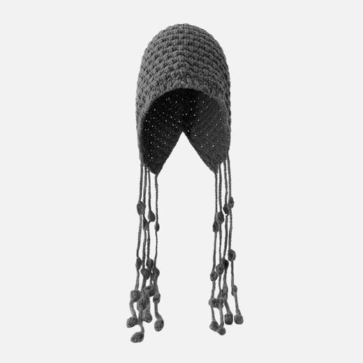 【旅游穿搭❗️编织镂空针织帽】随手拍照都出片，秋冬百搭单品，不挑脸型，显白显脸小，川西旅游手工编织镂空针织帽子女秋出游百搭流苏绑带毛线套头冷帽QQ 商品图8