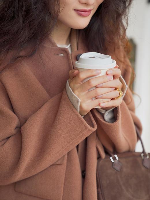 空气绒感 天然90支高支绵羊毛 双面呢短外套FCF3OVC122 商品图8