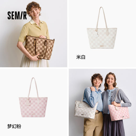 森马托特包女大容量手提包小狗棋盘格印花单肩包通勤休闲2025新款 商品图1