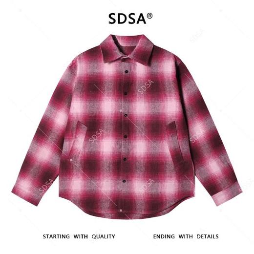 3079SDSA男士秋冬新款痞帅男装美式渐变格纹纽扣翻领长袖衬衫简约百搭 商品图1