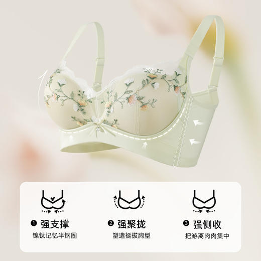 【商场同款】熳洁儿 小胸强聚拢调整型高级刺绣蕾丝格桑花系列24201301 商品图1