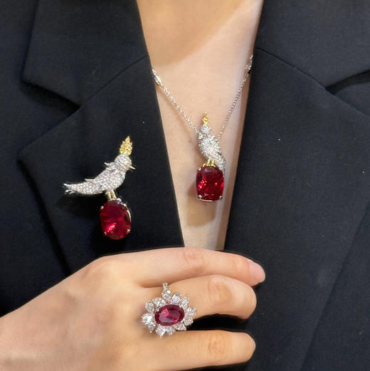 GAONAS神奇皇冠鸟 经典贵气臻奢设计红色项链11655XR 商品图3