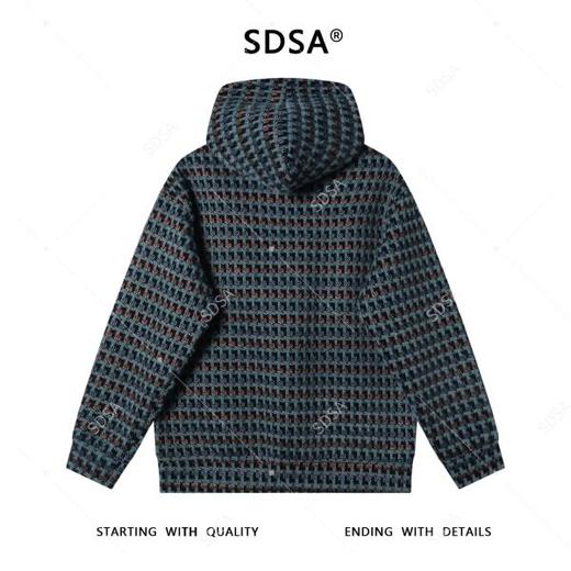 WY1198SDSA男士秋冬新款痞帅男装潮牌绒面撞色格子抽绳连帽卫衣百搭时尚 商品图5
