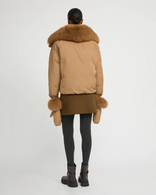 Yves Salomon - DOWN JACKET TECHNICAL FABRIC/FOX - LIEGEOIS - 女装 - 羽绒服 - 卡其色 商品图5