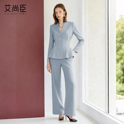 艾尚臣秋冬职业装女蓝色气质西装套装高级感酒店医美前台西服工装 商品图1