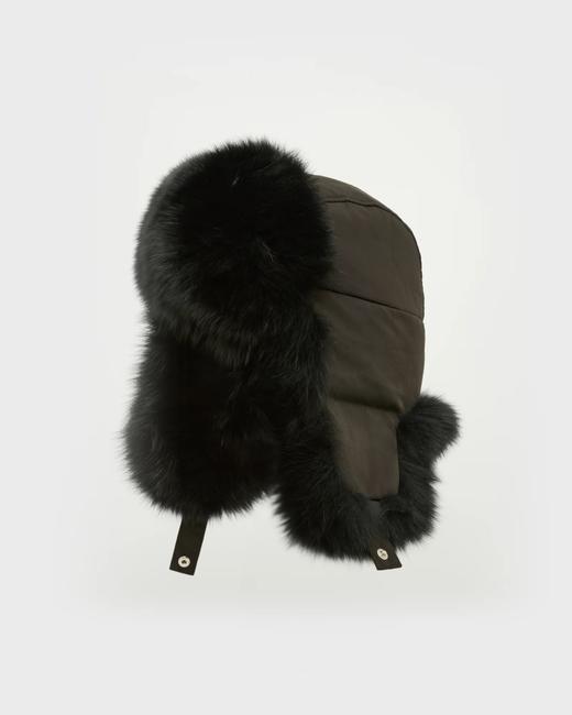 Yves Salomon - CHAPKA SKIWEAR FABRIC/FOX - BLACK - 女装 - 帽子 - 黑色 商品图1