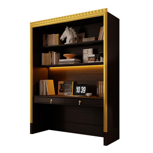 喜梦宝墨骐高定新古典轻奢实木书架洛可可浮饰装饰柜收纳柜 商品图4