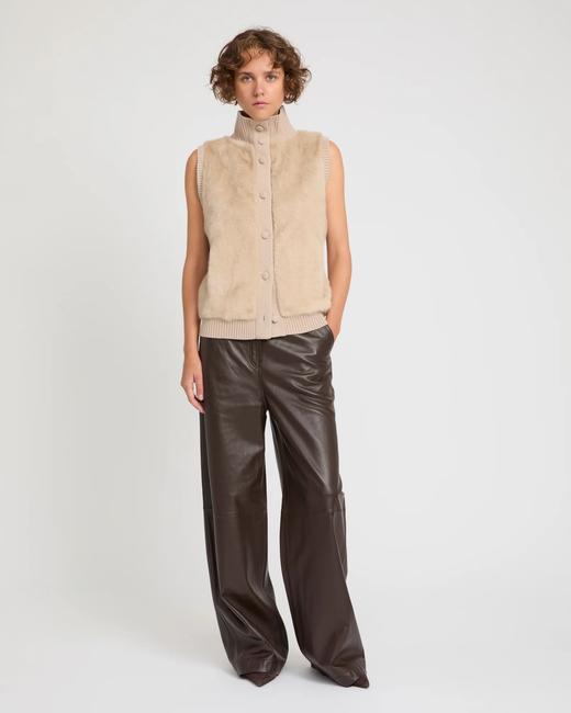 Yves Salomon - VEST MERINOS KNITWEAR/MINK - FICELLE - 女装 - 背心 - 淡灰褐色 商品图3