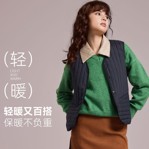 女士竖条纹羊毛马甲女士背心【YM7382】 商品图0