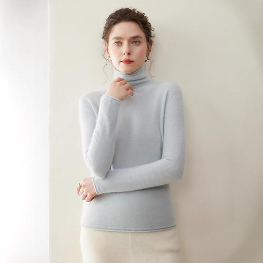 「高货rg」全新升级【铂金会员441/天猫599/差价158】(12436)洛诗琳新款一线成衣高领毛衣2025秋冬季纯色堆堆领羊绒衫 商品图2